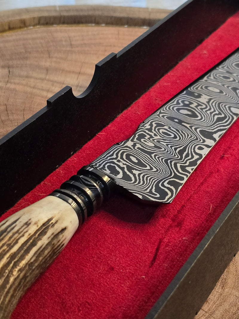 Faca Damasco com Cabo Chifre de Cervo